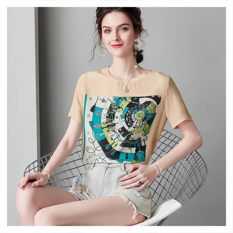 Женская шелковая футболка универсальная маленькая из шелка тутового шелкопряда