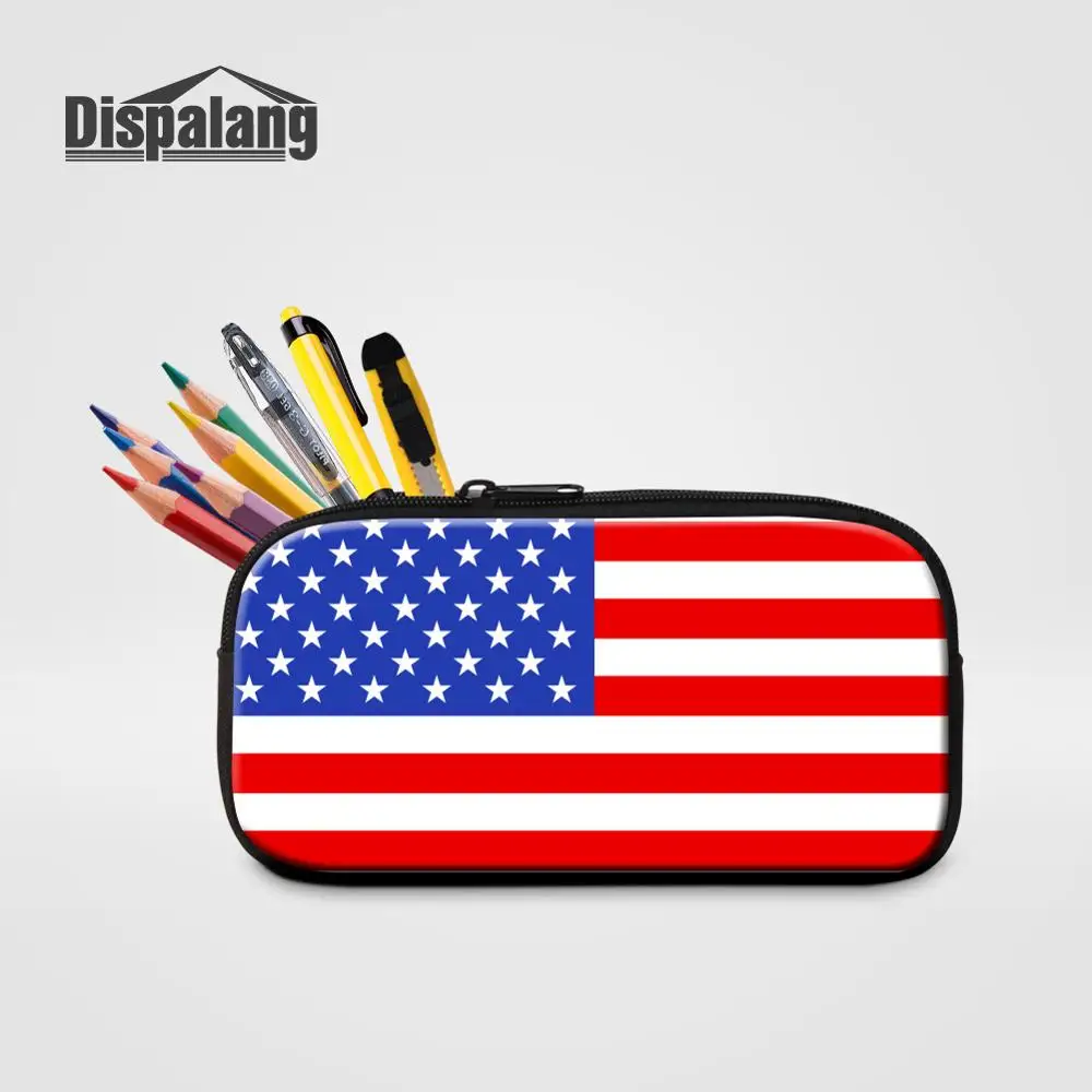 

Dispalang Women Cosmetic Cases National Flag Printing Student Pencil Bags Portable Zipper Pen Bag Box Children School Stationery