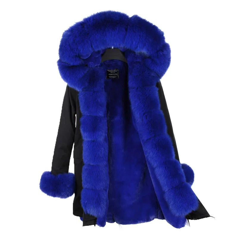 

Женская парка с натуральным мехом, длинная теплая куртка с капюшоном и воротником из лисьего меха, зимняя уличная одежда, 2020