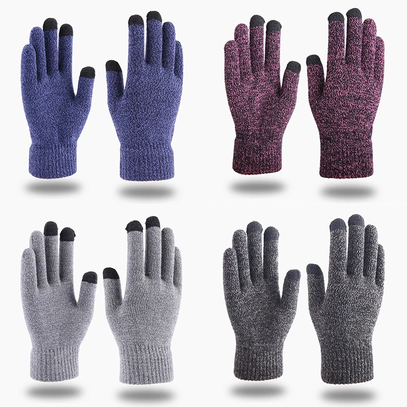 

Перчатки мужские вязаные, Нескользящие митенки из шерсти и кашемира, для работы на открытом воздухе, Осень-зима
