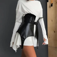 black pu leather belt buckle corset women spring 2021 fashion slim streetwear elegant ladies corsets