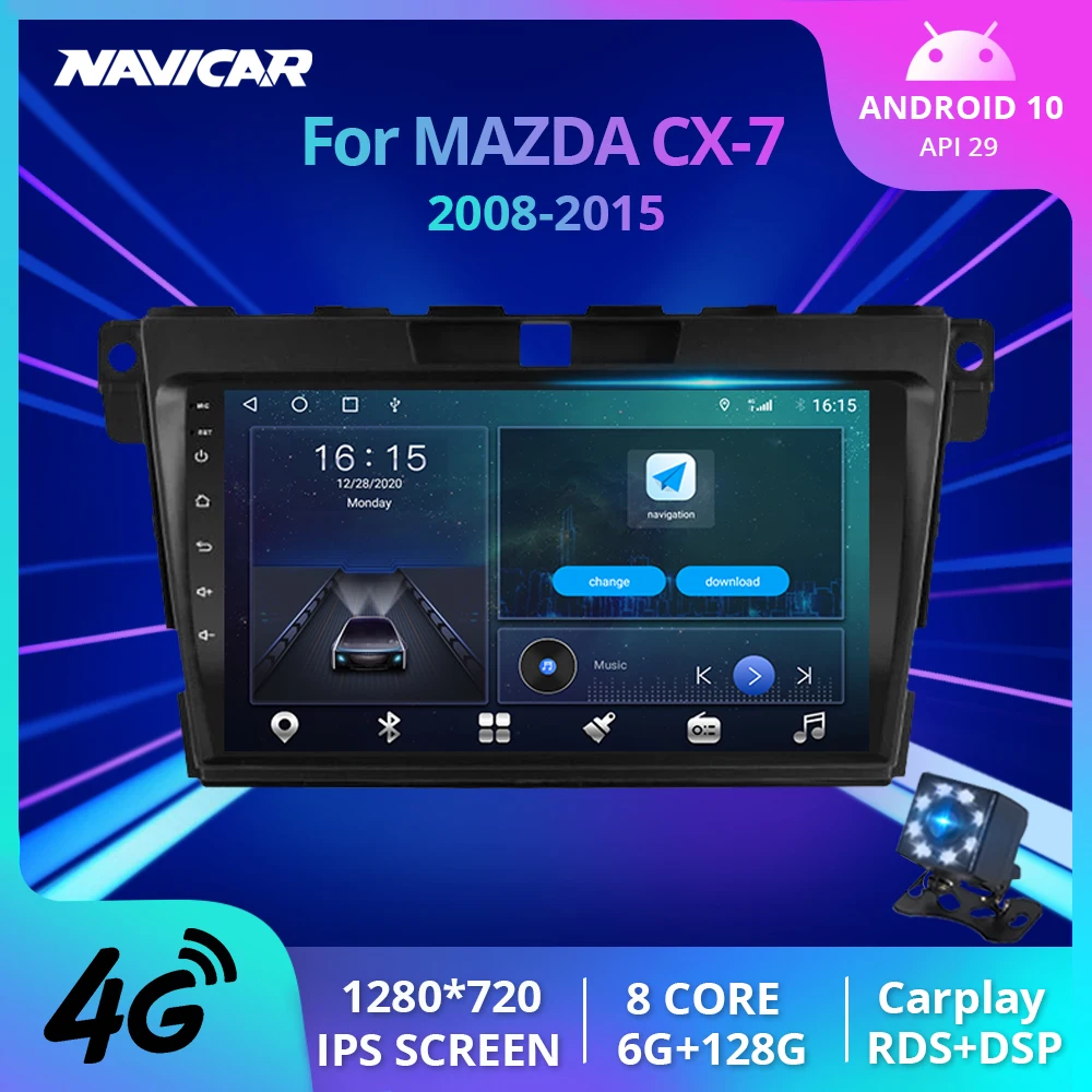 

2Din Android10.0 Car Radio For MAZDA CX-7 CX7 CX 7 2008-2015 GPS Navigation Stereo Receiver Auto Radio Car Receiver NO 2DIN DVD