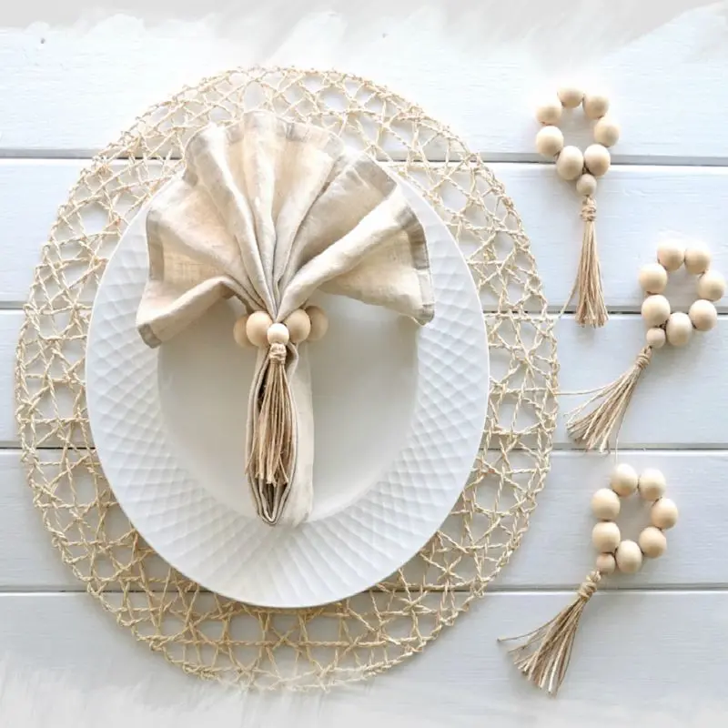 4 шт./компл. из деревянных бусин цветочная гирлянда с Ленточки загородный