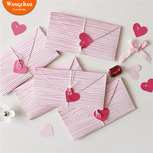 

2pcs/bag DIY Pink Mini Heart Greeting Birthday Card Love Letter Wedding Invitations Thank You Card Valentines Day Gift Cards