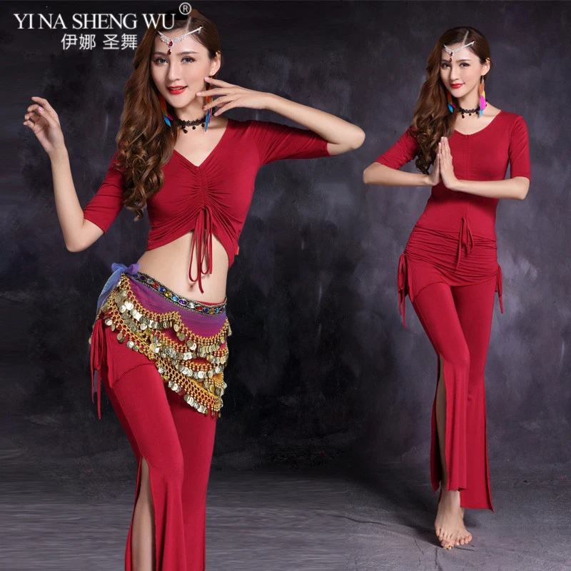 

New Belly Dance Women Dancewear Belly Dance Clothing for Practice Belly Dance Outfits 3Pcs Set Top Belt Pants Modal Costumes Set