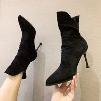 2020 winter fashion women elastic sock boots fine with high heels soft leather ankle boots autumn warm furry boots party shoes