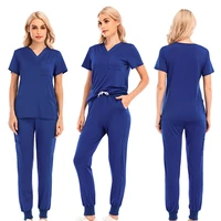 xs 2xl 6 colors v neck short sleeve pocket nursing working top pants uniform solid light breathable soft women wear suit