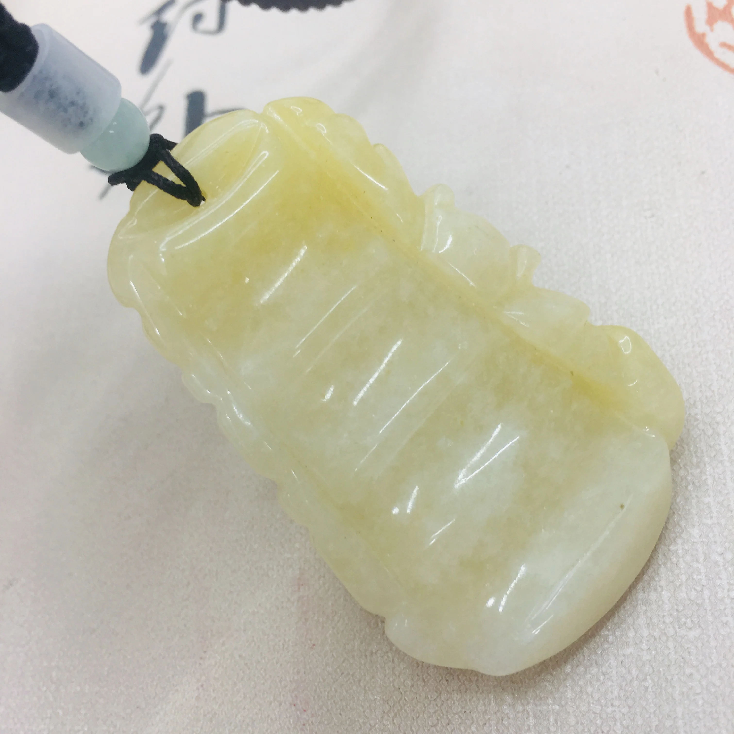 Чистый Натуральный топаз ручной работы светло желтый удача бамбуковый кулон с