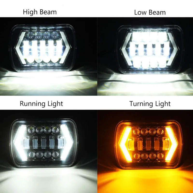 Светодиодные фары 55 Вт 7x6 дюймов 5x7 2 шт. гало DRL для 86 95 Jeep Wrangler YJ 84 01 Cherokee XJ Angel Eyes H4