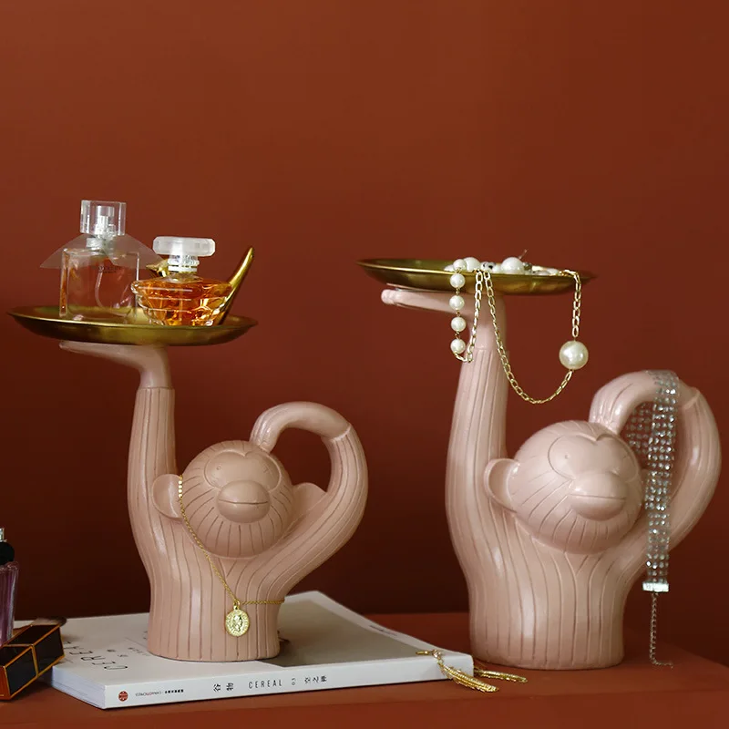 Скандинавский Morandi поднос для обезьяны из полимерной смолы с царапиной головкой