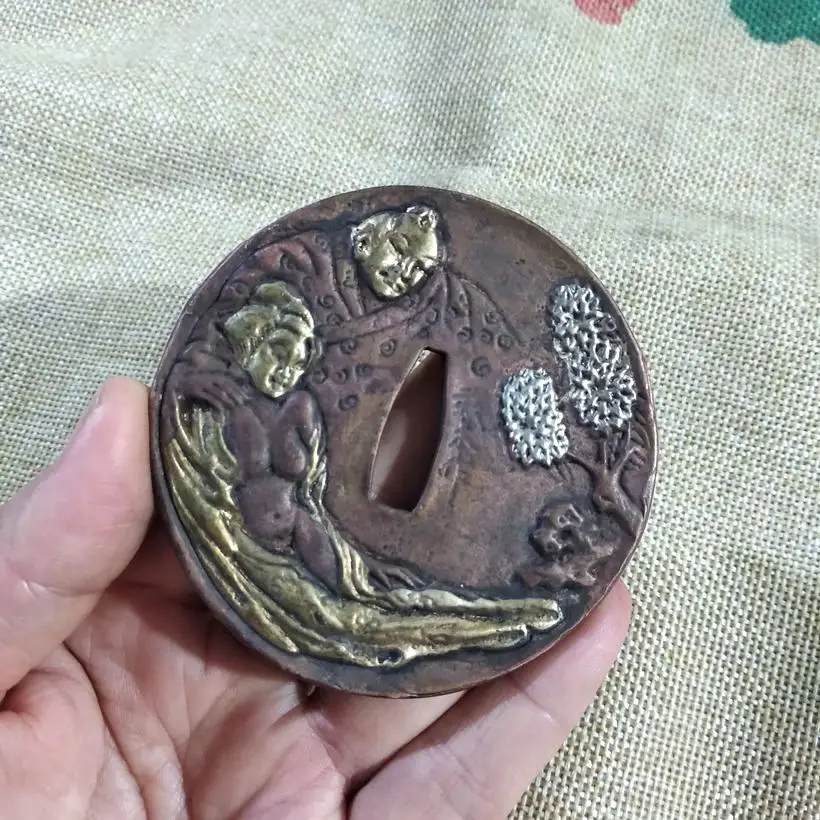 Винтажный чехол Tsuba для японской Самурайской Катаны фальшивой воина меча круга |
