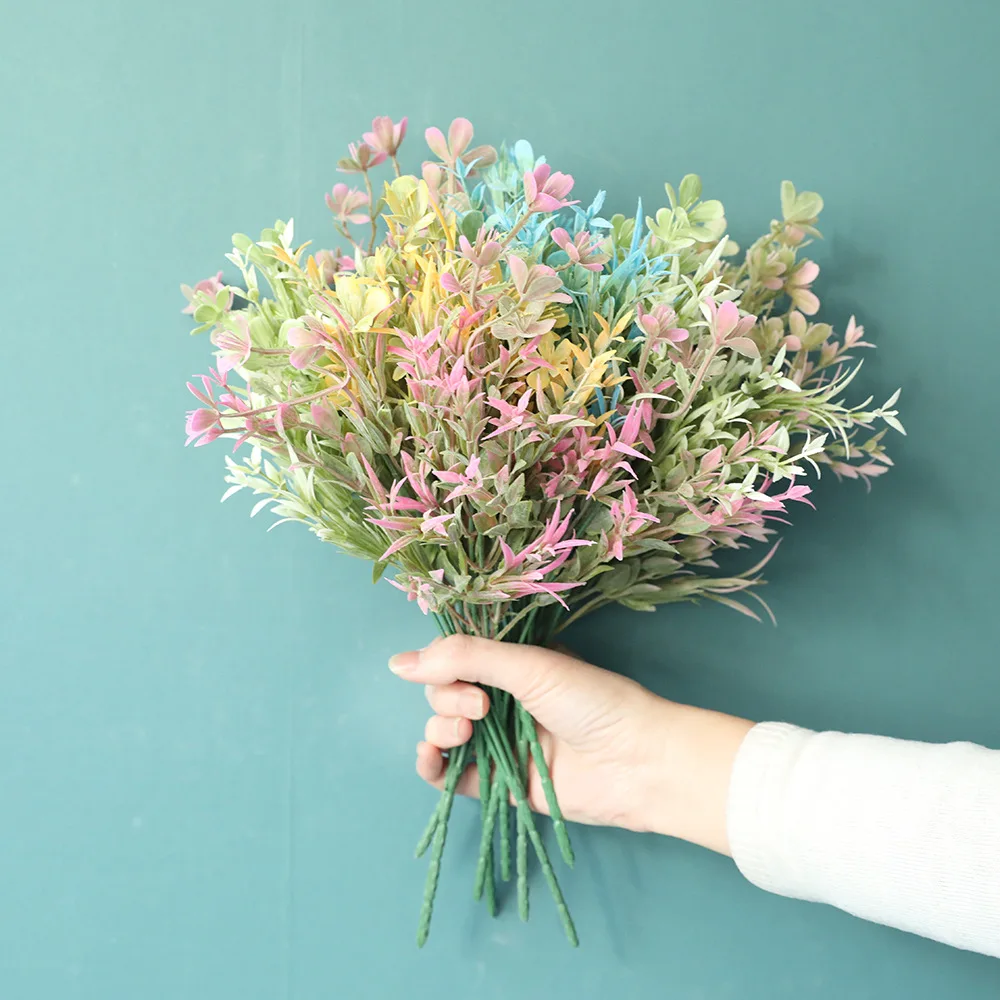 5 шт./лот искусственные полиэтиленовые цветные сливовые травы букет свадебные