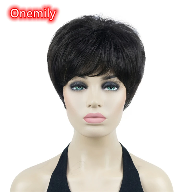 

Onemily Short Layered Fluffy Synthetic Wigs for Women Girls Cosplay Theme Party Evening Out Dating Fun 6 Colors