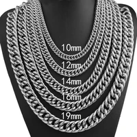 biker heavy stainless steel charming silver color cuban curb link chain mens womens necklacebracelet unisexs jewelry 7 40