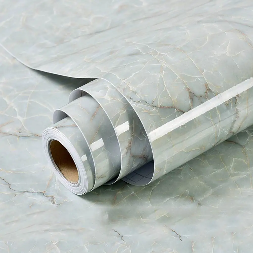 

PVC Wallpaper Sticker Waterproof Oilproof Self-Adhesive Backsplash For Kitchen Bathroom 23.6"x39.4" Roll Marble