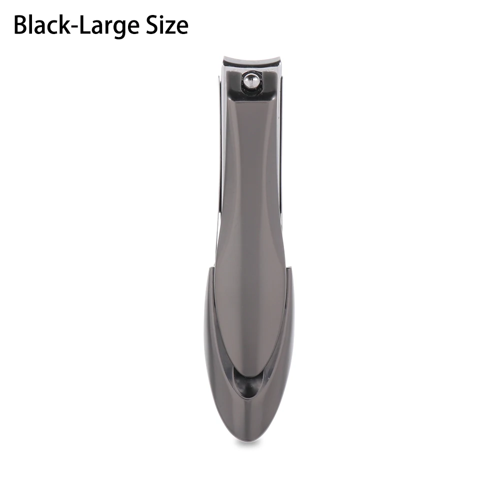 Black-Large Size 1 шт., стальные профессиональные кусачки для маникюра, резак, большой углеродный триммер для маникюра, высокое качество, острый носок, машинка для стрижки ногтей с зажимом - Цвет: Black-Large Size