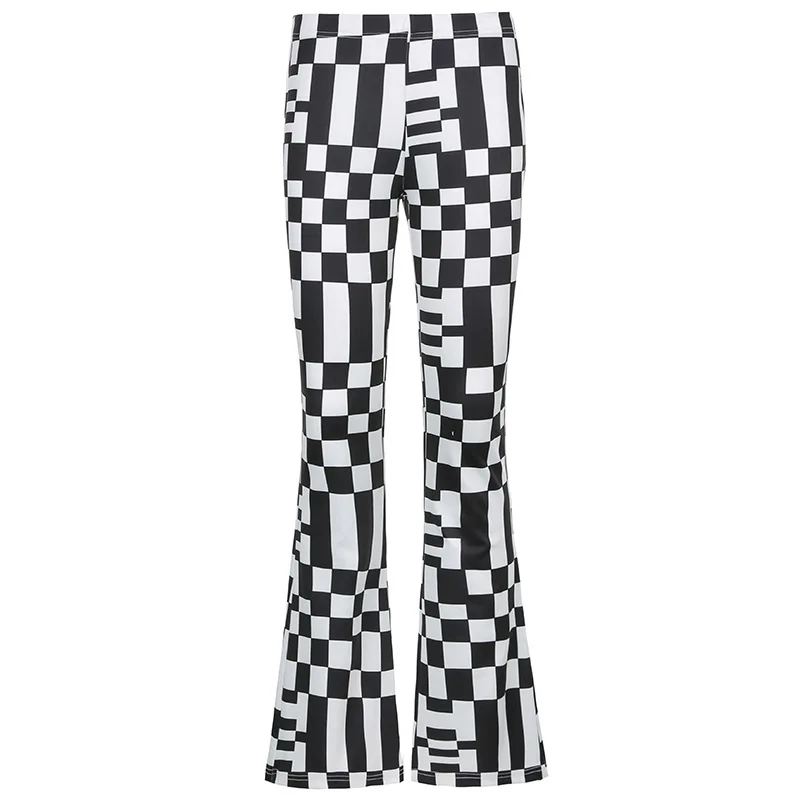 

2021 New Women's Pants Asymmetric Plaid Pants Women's Stretch High-waist Micro-cut Trousers Women's Trousers