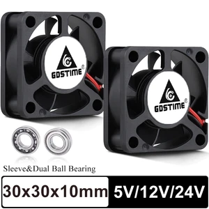 5 шт. Gdstime 30x30x10 мм DC 24 в 12 В 5 в двойной шар бесщеточный 30 мм охлаждающий вентилятор 3 см 30 мм x 10 мм маленький мини 2-контактный кулер 3010