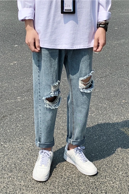 

Men's Jeans Summer Straight Tube Baggy Wash Jeans Slacks Streetwear