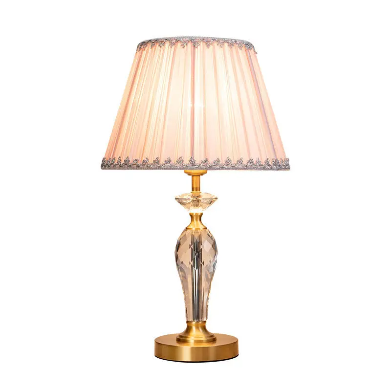 

Table Lamp Bedroom Living Room Study Room Dinigroom Desk Lamp Home Indoor Crystal Cloth Fabric Luxury Wedding Bedside Lighting