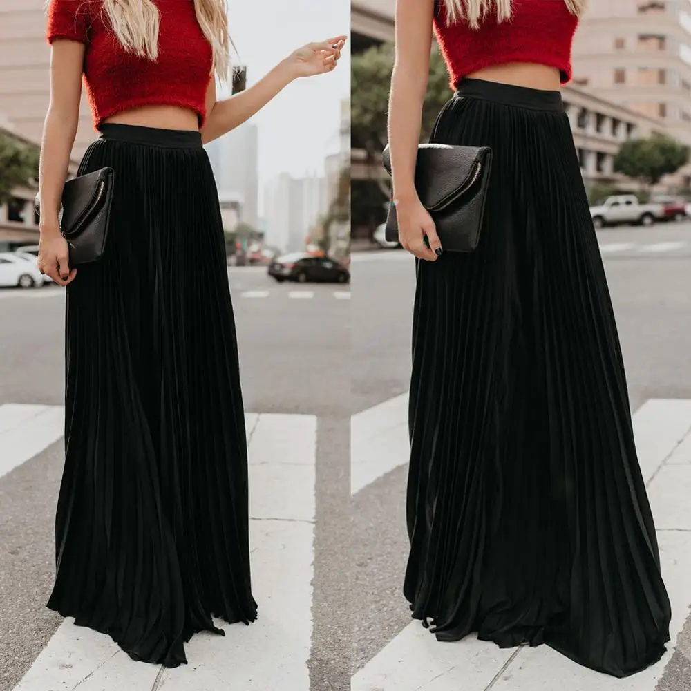 Новинка Осень-зима 2019 плиссированная бархатная юбка с высокой талией юбки |