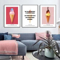 sweet pink ice scream wall art canvas paintings nursery kitchen food wall art prints and posters living room home decor