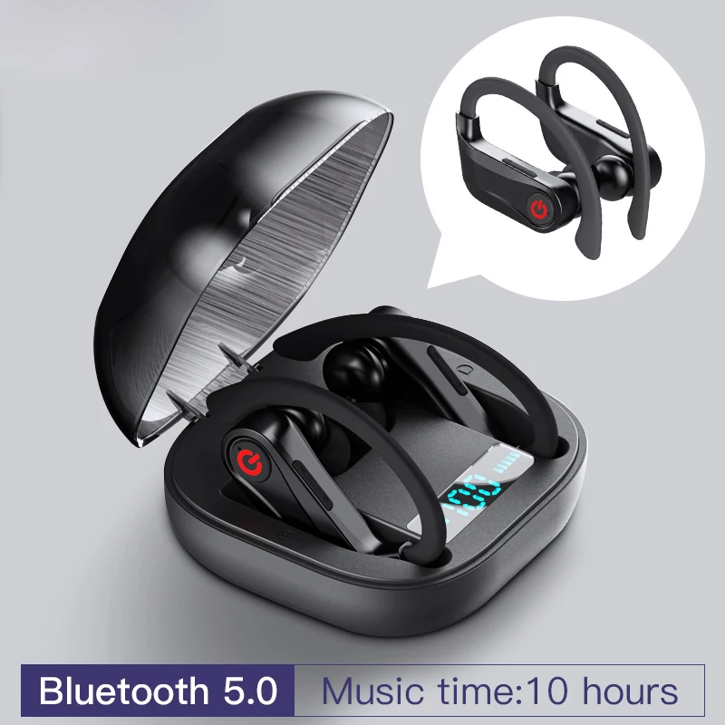 

HBQ Q62 TWS 5.0 Bluetooth Wireless Earphones Ear Hook Headphones Waterproof Sports Earbuds with 950mAh Charging Case For Phone