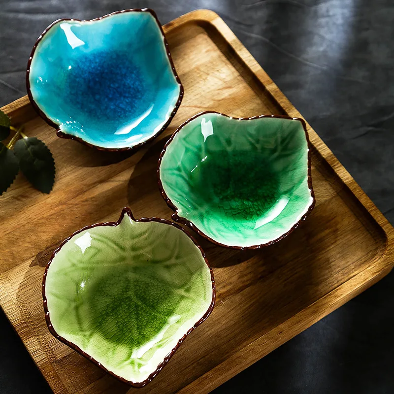 Керамические блюда в форме листьев с трещинами фарфоровые подносы под глазурью