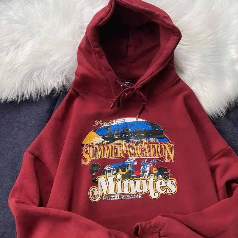 

Толстовка Женская зимняя с капюшоном и надписью, в стиле Харадзюку