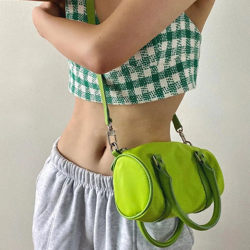 

Сумка-Подушка Женская из нейлона, зеленая модная Роскошная сумочка-мешок с диагональным сращением для фитнеса и путешествий