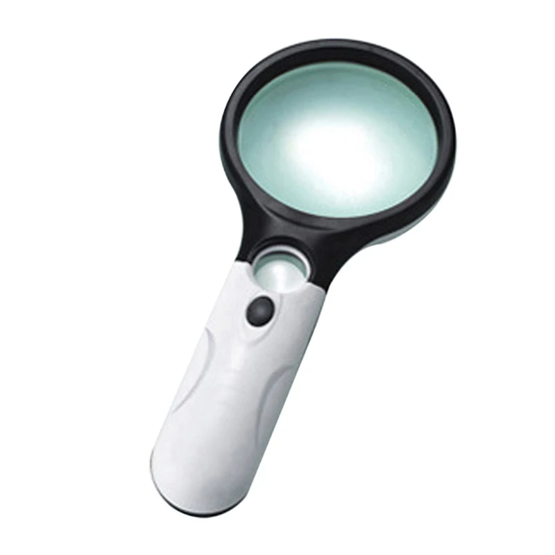 

LED Illuminated Magnifier with 3x 45x High Magnification Lightweight Handheld Magnifying Glass Readin Inspection Coins