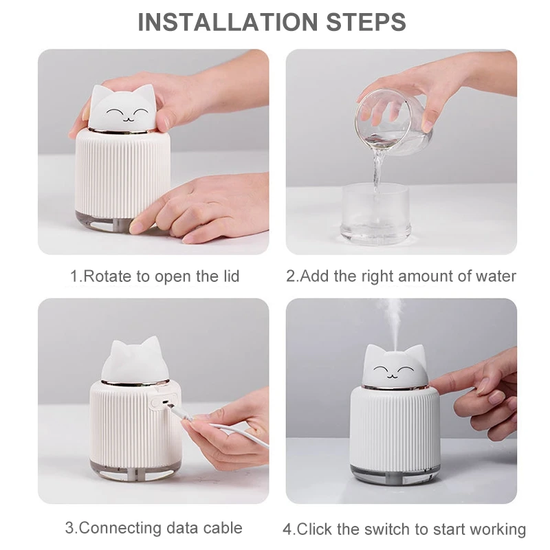 Ультразвуковой увлажнитель воздуха для домашнего офиса с мультяшным кроликом 250