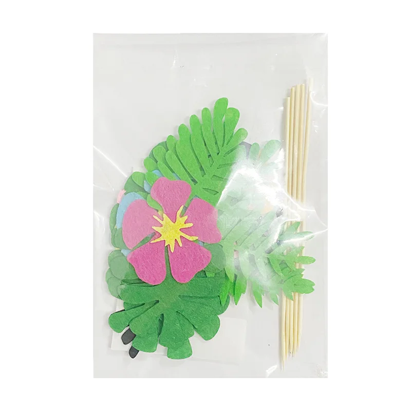 

1Pcs Flamingo Pineapple Flower Cake Toppers Summer Birthday Party Decorating Cupcake Topper For Hawaiian Tropical Wedding Party