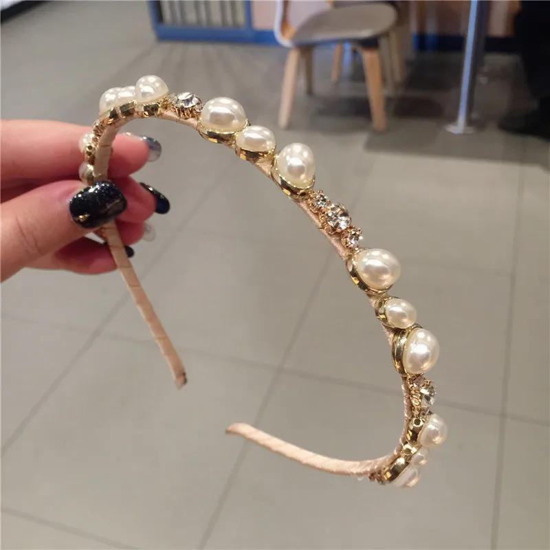 Женская повязка на голову с кристаллами и жемчугом| |