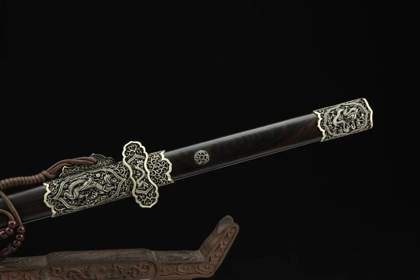 Китайский боевой нож Тан Дао СТАЛЬНОЙ широкий ручной работы с узором Swor | Дом и