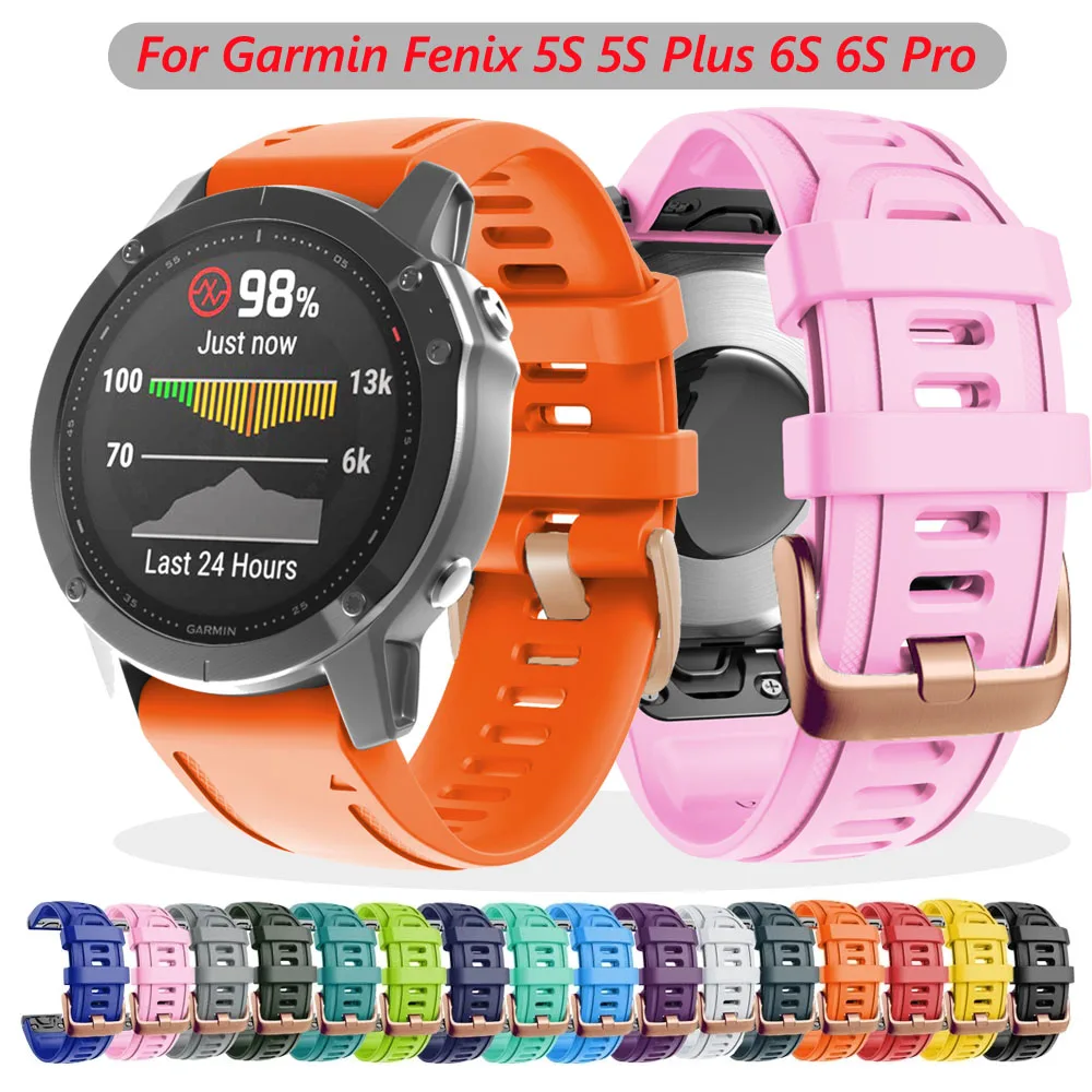 

20mm Sport Silicone Watchband Wriststrap For Garmin Fenix 6S 6SPro 5S 5S Plus Strap Watch EasyFit Quick Release Wirstband Correa