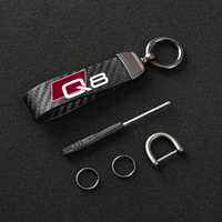 high grade leather car keychain 360 degree rotating horseshoe buckle jewelry key rings for audi q8 car accessories