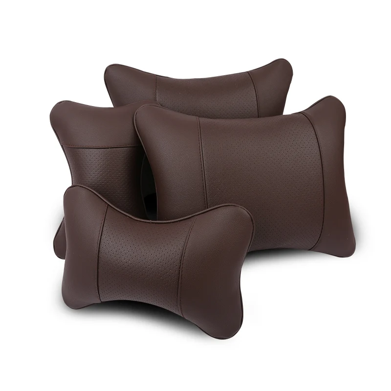 

KKYSYELVA Leather Car Headrest Pillow Neck Pillows Lumbar Support for Office Chair Waist Back Support Car Styling