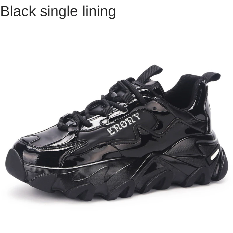 

Women's Shoes Fashion New Fall/Winter Casual Genuine Leather Sports Black Platform Shoes Plus Velvet Warm Sneakers For Women