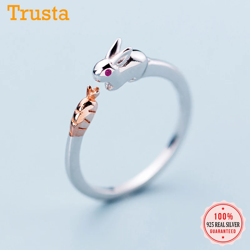 Trusta,,, 925, цельное Настоящее Стерлинговое Серебро, модные женские кольца с 2 сердечками, размер 5, 6, 7, прекрасный подарок для девочек-подростков, DS1071