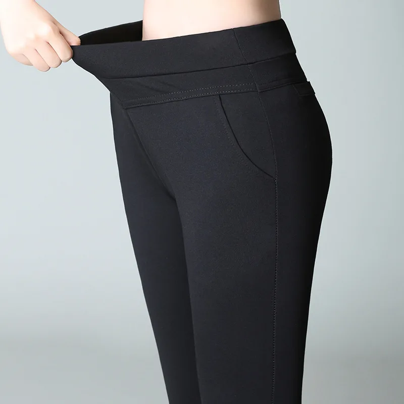 4XL эластичные расклешенные брюки, брюки размера плюс, свободные, с высокой талией, широкие брюки, женские, черные, синие, тонкие, зимние штаны, Spodnie Damskie