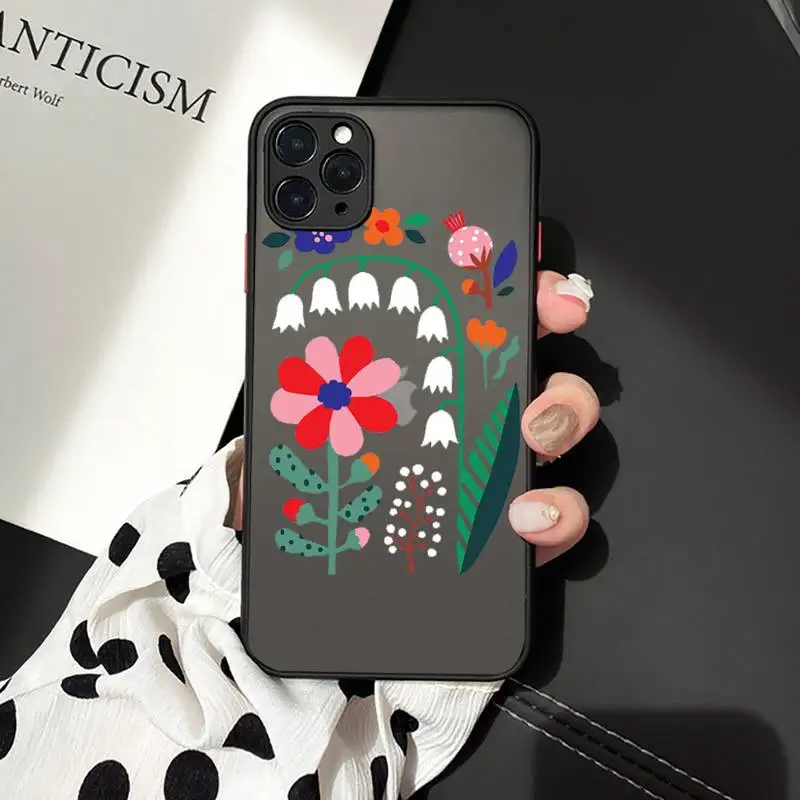 

Pretty Flower art design pattern Phone Cases matte transparent For iphone 7 8 11 12 plus mini x xs xr pro max cover