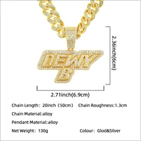 trendy mens and womens cool clothes hip hop full diamond three dimensional letter cuba chain necklace pendant