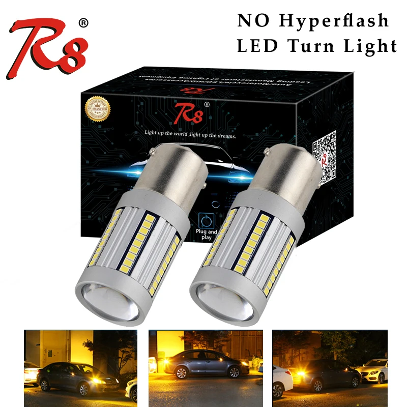 2 шт. Автомобильные светодиодные лампы для указателей поворота 1156 BA15S PY21W 7440 W21W T20