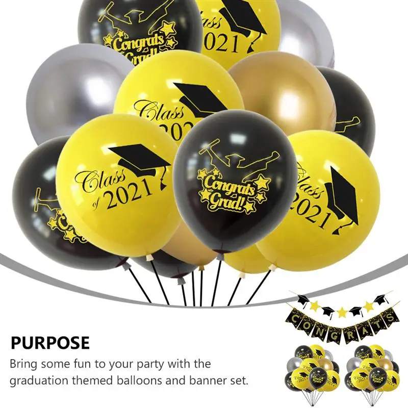 

1 Set Latex Balloons Graduation Party Banner and Balloons Set Party Supplies
