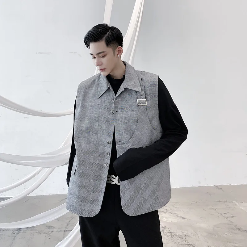 Men Casual Loose Suit Vest Sleeveless Blazers Jacket Male Harajuku Streetwear Vintage Fashion Waistcoat | Мужская одежда