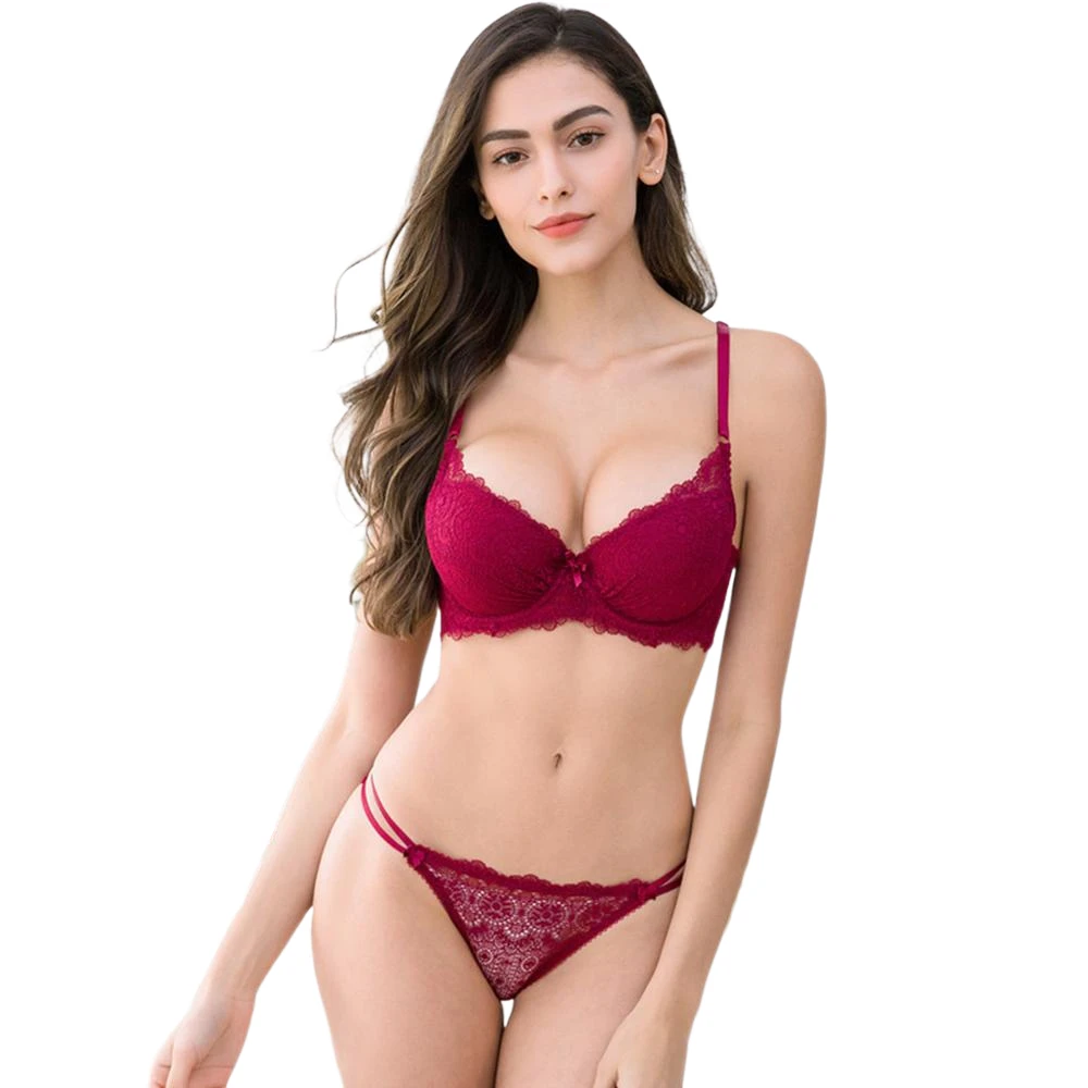 

Sexy lace push up female deep v bra sexy bra sets suit for women 4 colors