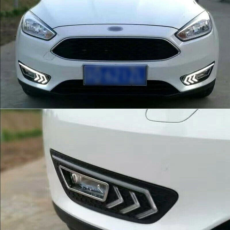 

LED Daytime Running Fog Lights Turn Indicator Bumper DRL Fit for Ford Focus 15+