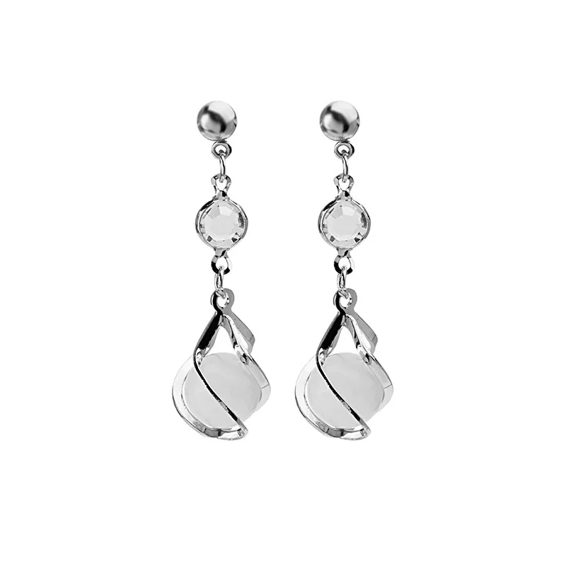 Женские серьги кошачий глаз с кристаллами NPKDS золотые серьги-подвески бантом