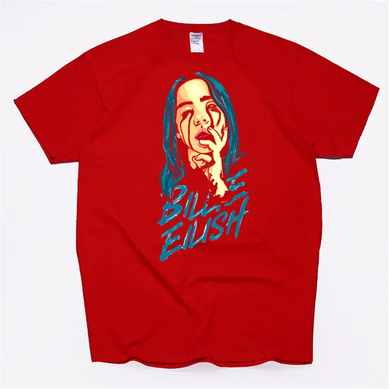 T87A-red Для женщин Billie Eilish хлопковая футболка унисекс скейтборд Рождественская Футболка женская одежда для девочек уличная рубашка - Цвет: T87A-red